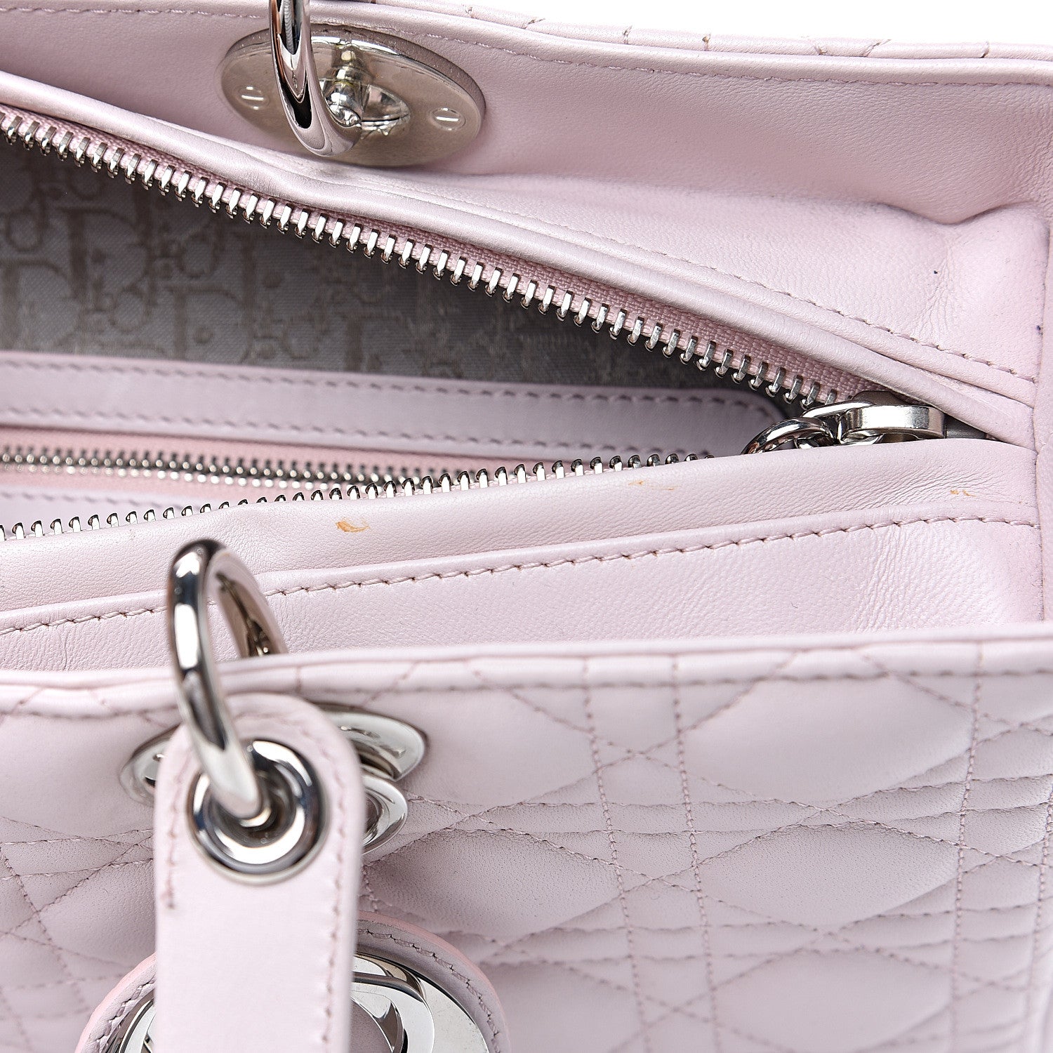 Christian Dior Lambskin Cannage Large Lady Dior Rose Poudre 13 of 13