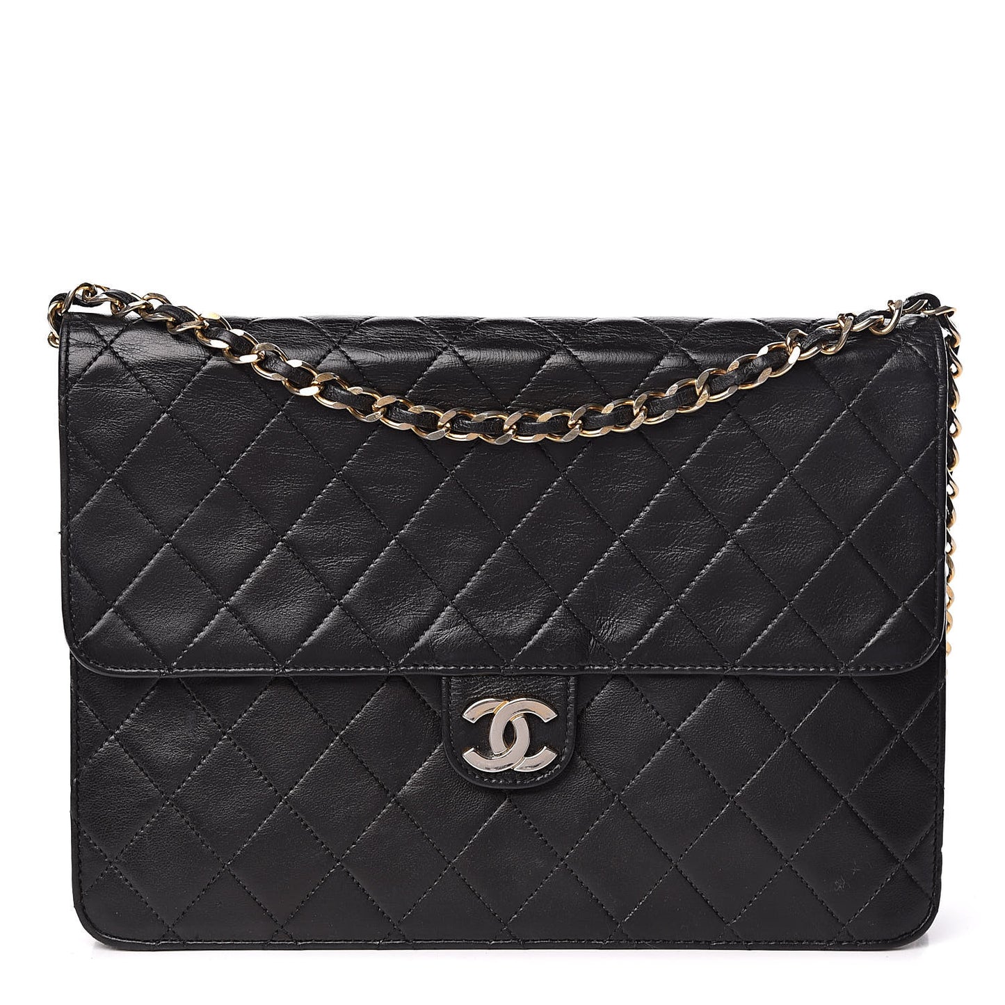 Lambskin Quilted Medium Single Flap Black