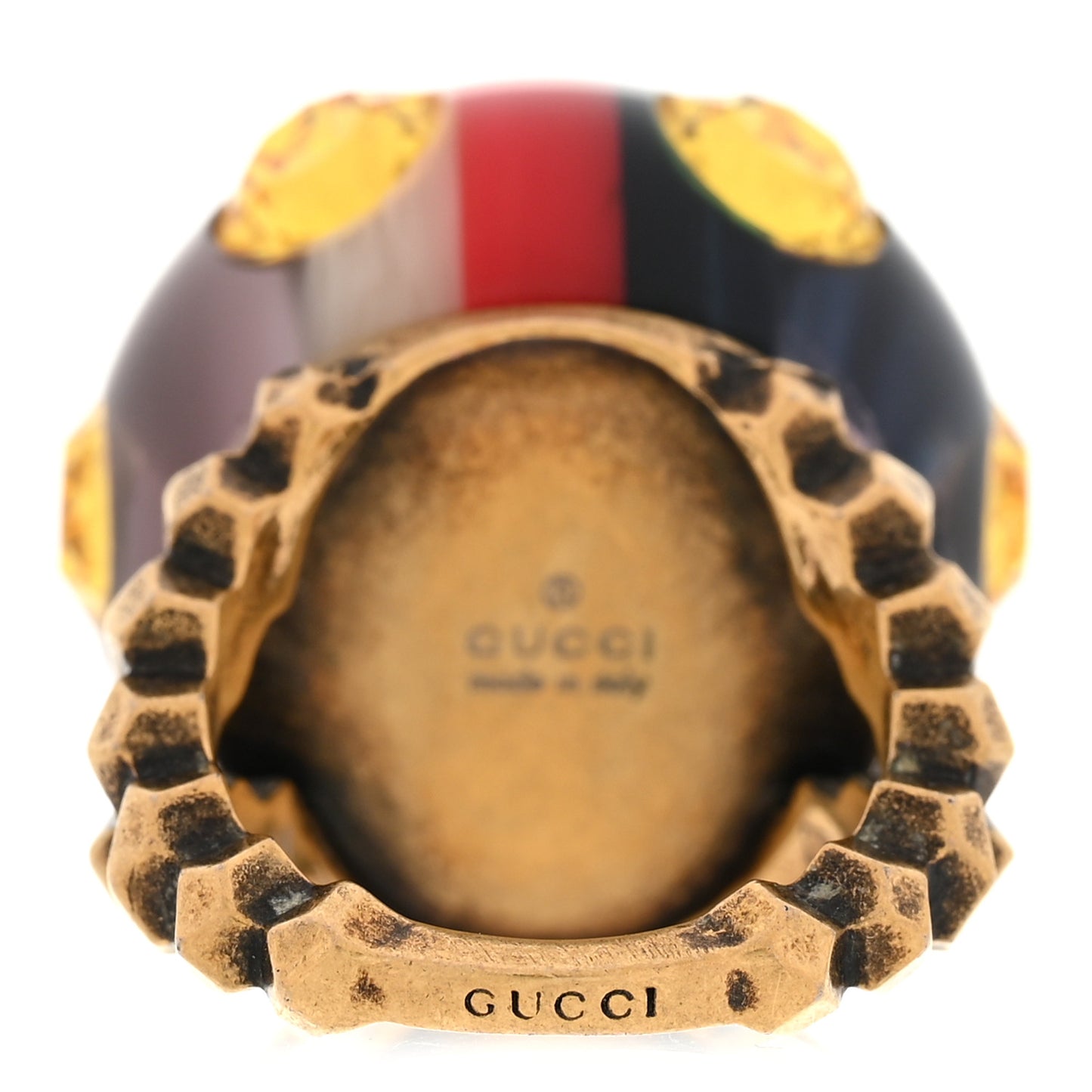 Crystal Resin Sylvie Vintage Web Ring M White Red Blue