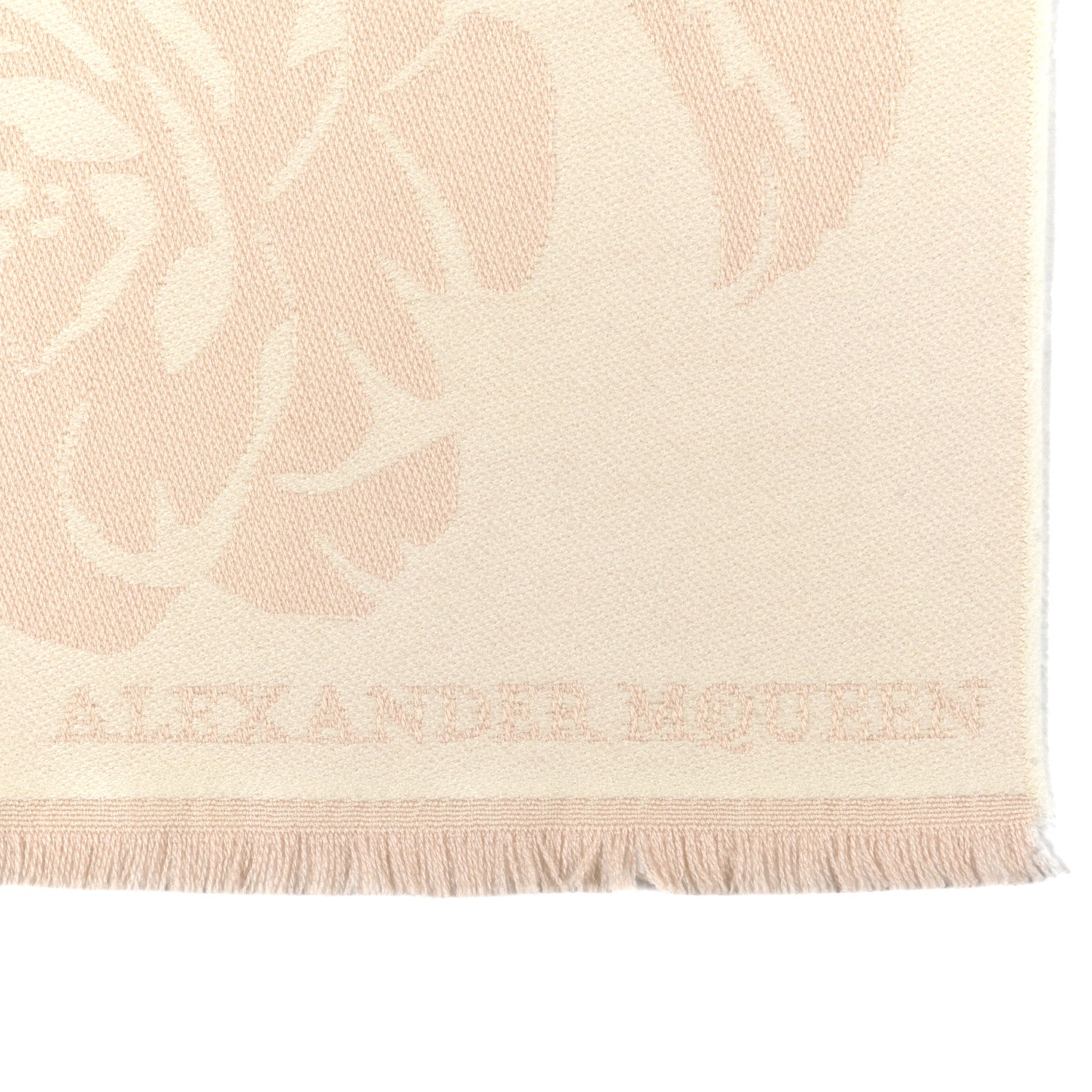 Alexander McQueen Wool Silk Reversible Skull Scarf White Beige 3 of 4