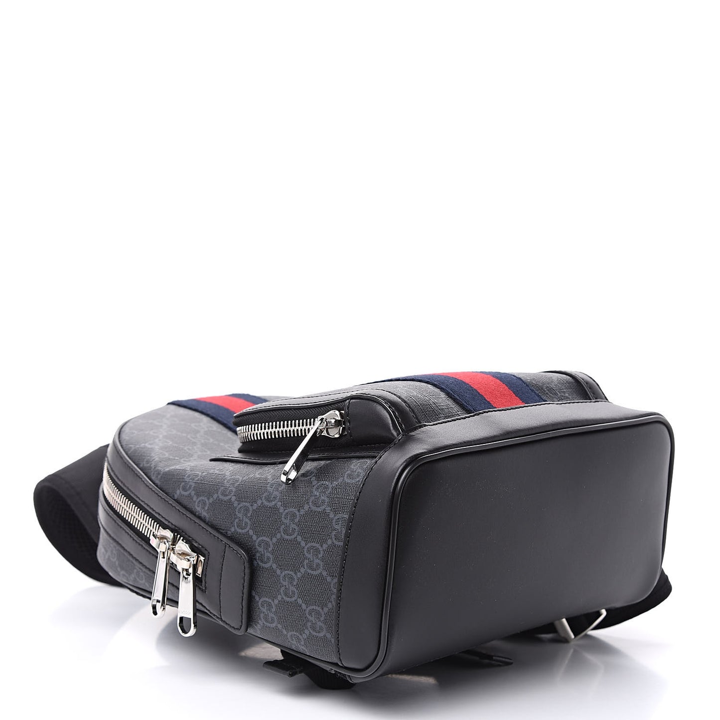 GG Supreme Monogram Appia Calfskin Web Small Day Backpack Black