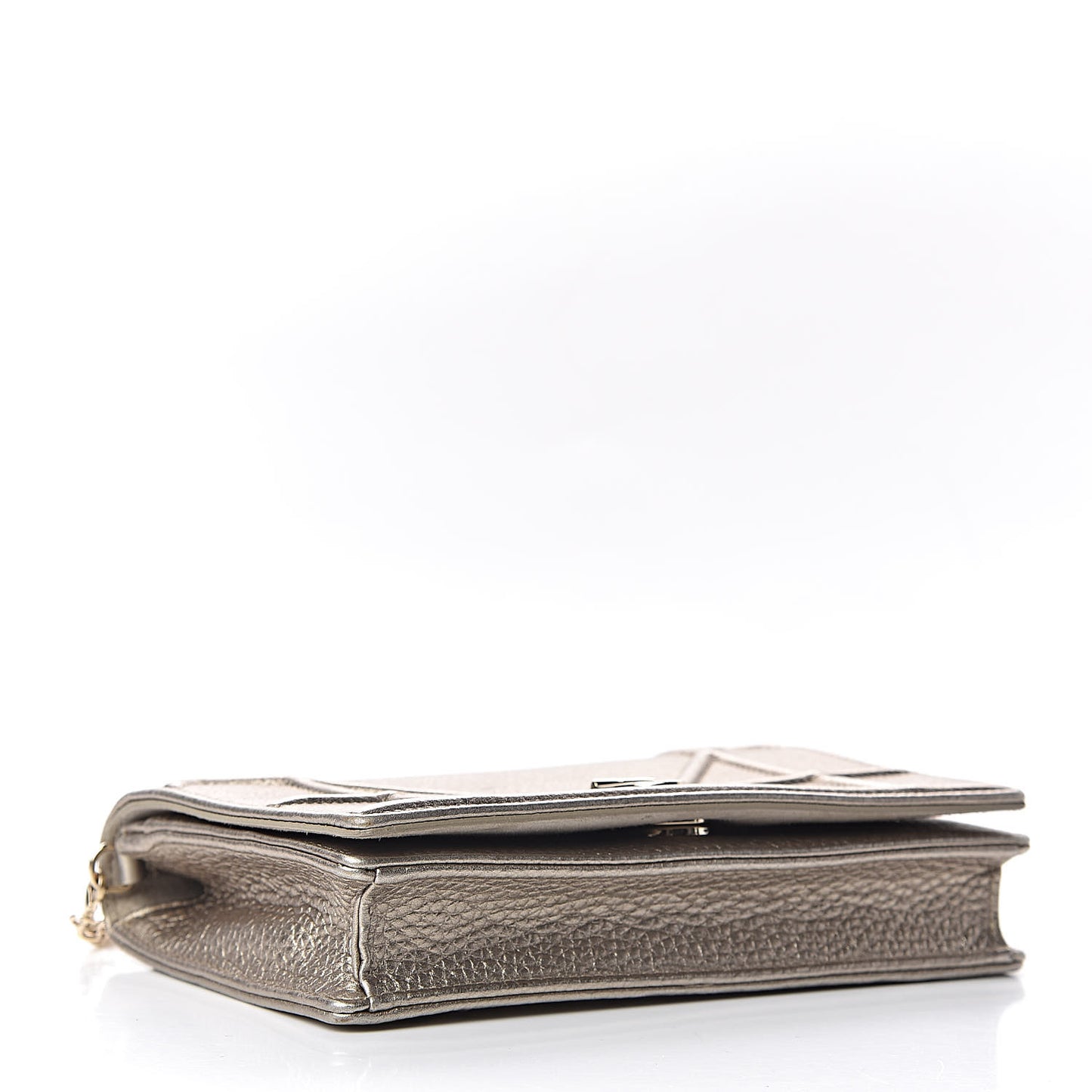 Metallic Grained Calfskin Diorama Wallet on Chain Pouch Light Gold