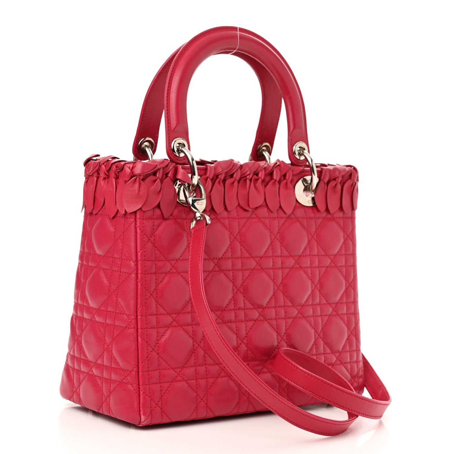 Christian Dior Lambskin Cannage Bow Medium Lady Dior Fuchsia 3 of 13