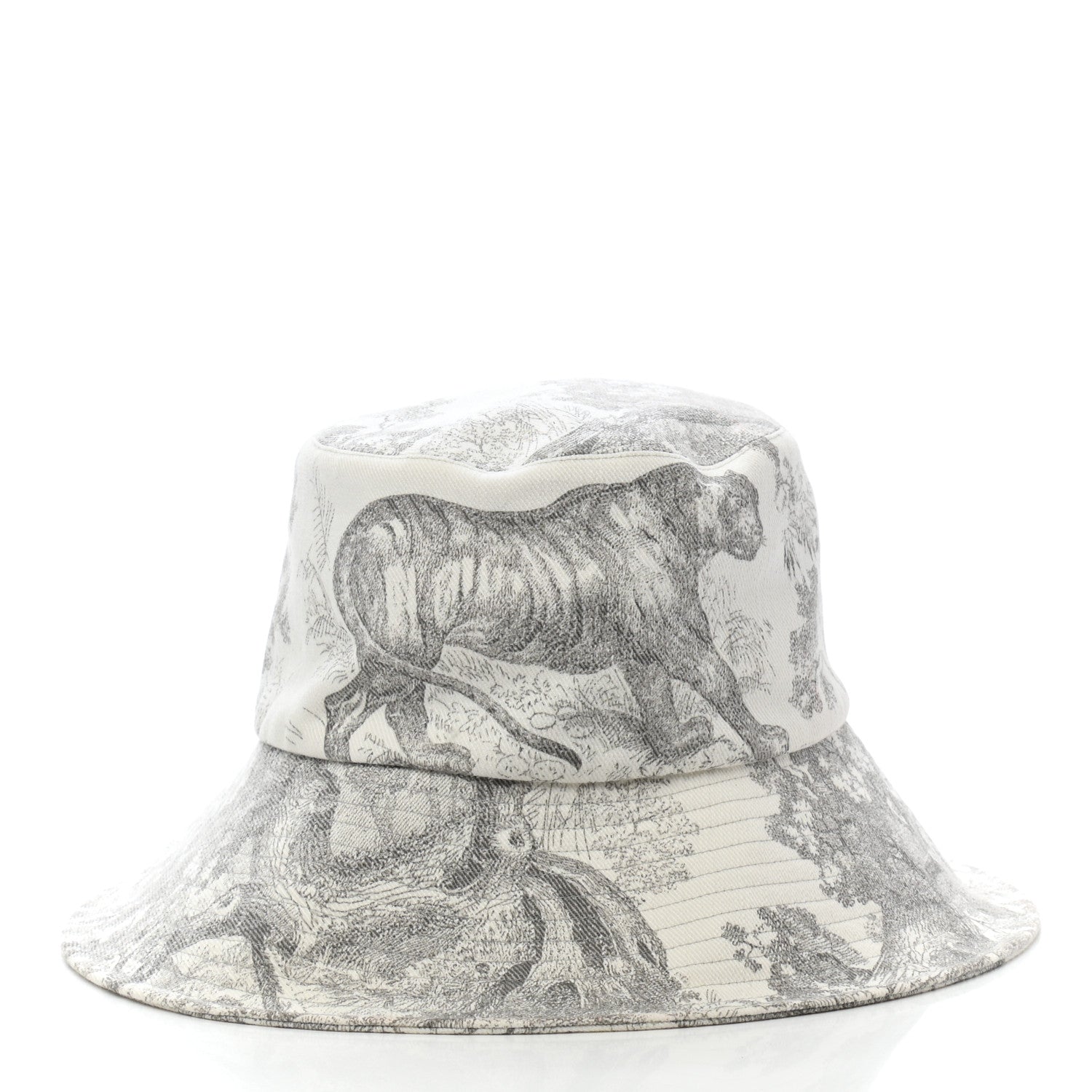 Christian Dior Cotton Dioriviera Toile De Jouy Bob Brim Bucket Hat 58 Gray 5 of 8