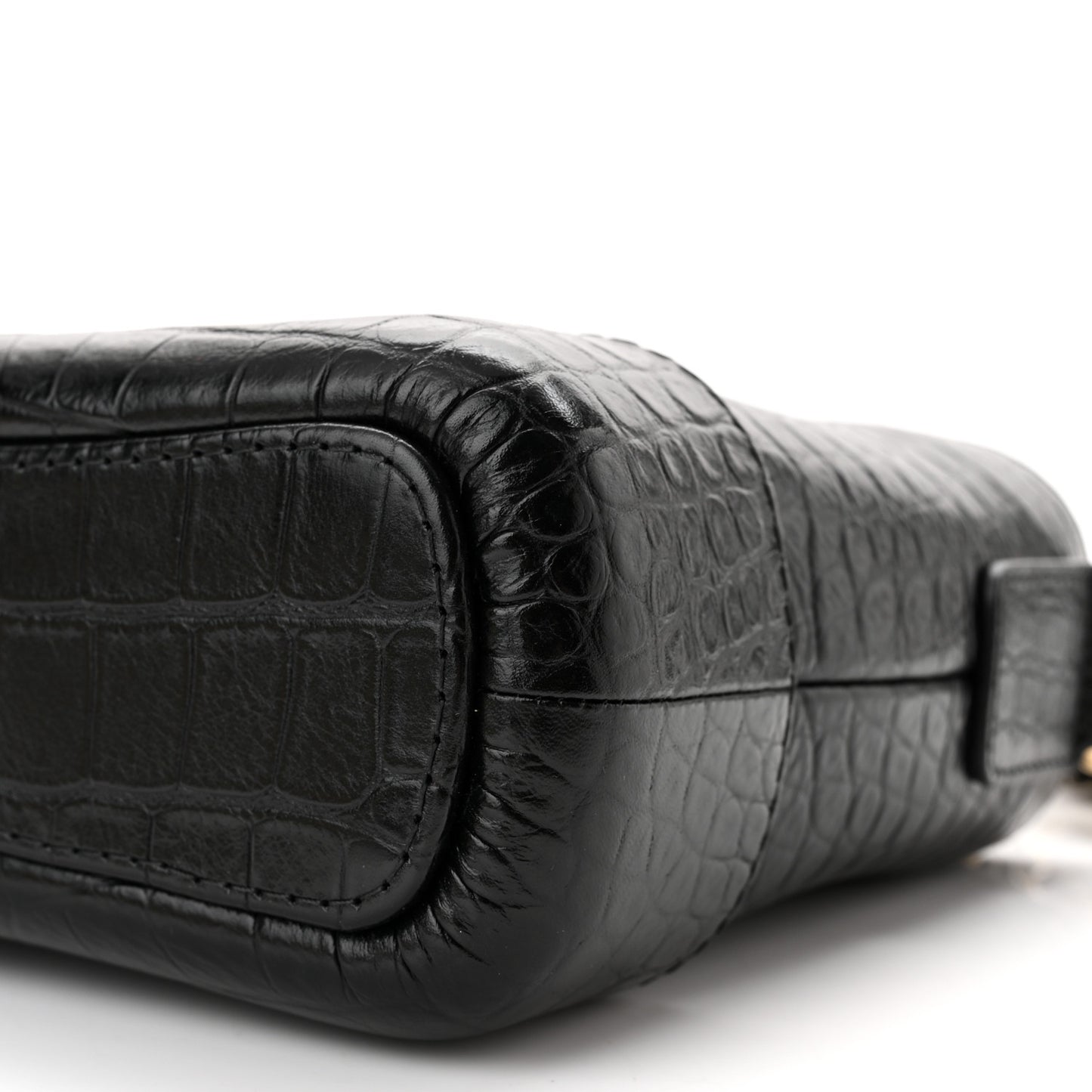 Calfskin Crocodile Embossed Small Gabrielle Cocodile Hobo Black