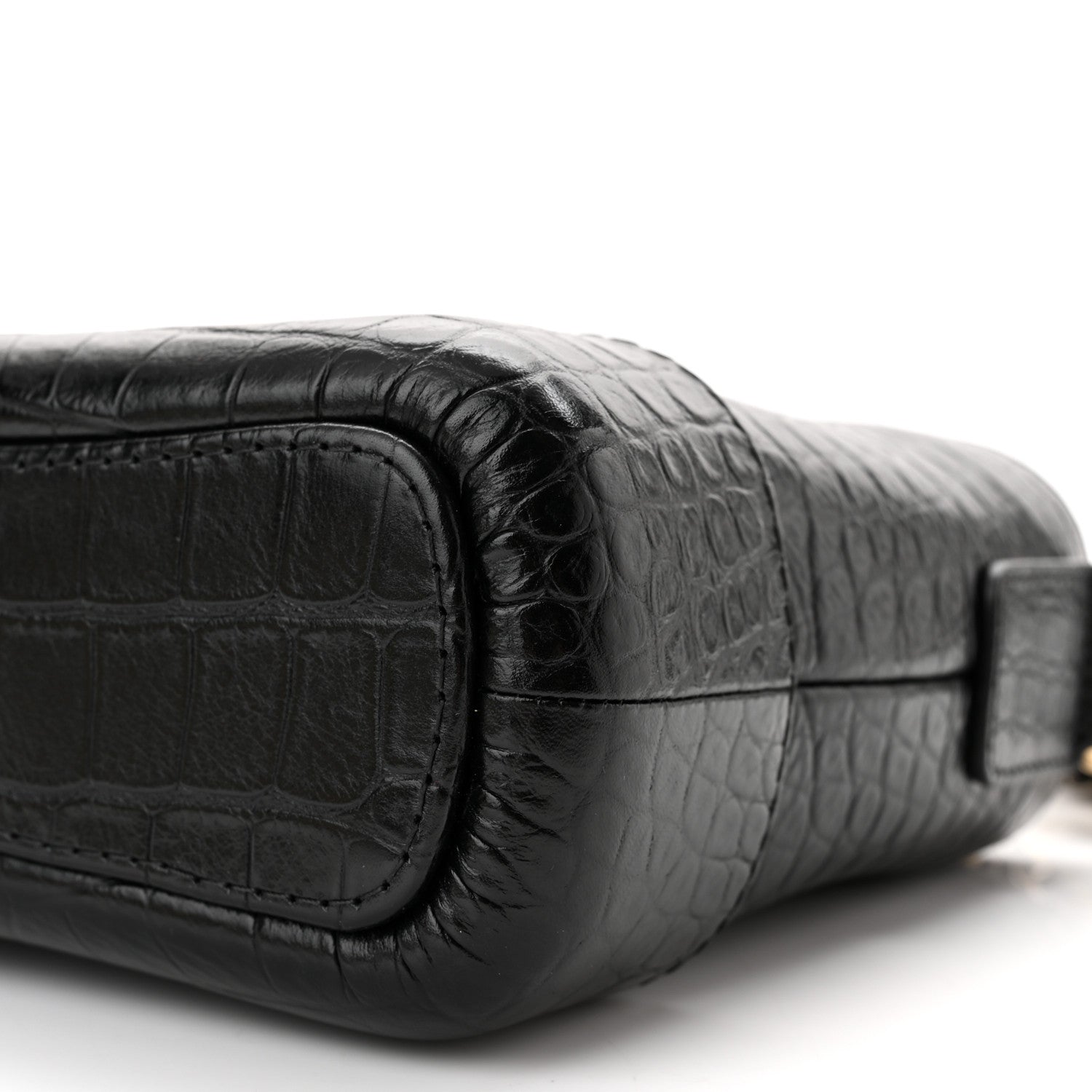 Chanel Calfskin Crocodile Embossed Small Gabrielle Cocodile Hobo Black 10 of 11