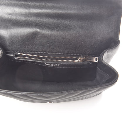 Saint Laurent Sheepskin Matelasse Chevron Monogram Medium College Bag Black 5 of 8