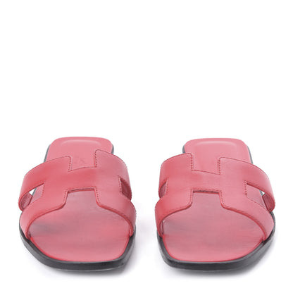 Hermes Calfskin Oran Sandals 37 Rose Cotinga 2 of 10
