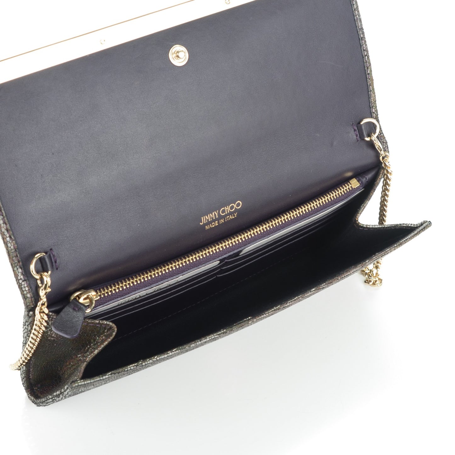 Holograph Print Milla Clutch Metallic