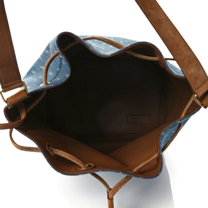 Saint Laurent Suede All-Over Monogram Bucket Bag Denim 5 of 10