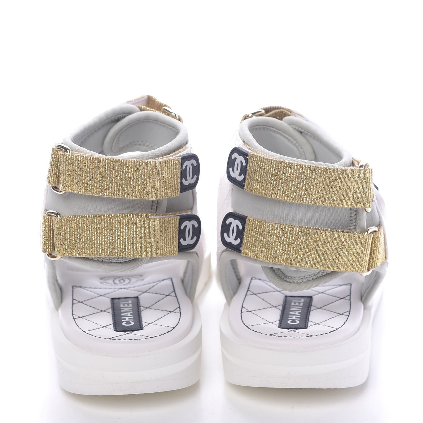 Goatskin Fabric Gladiator Sandals 39.5 White Light Grey Navy Blue