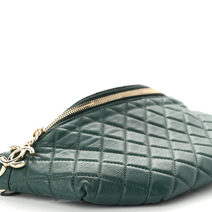 Chanel Calfskin Quilted Banane Waist Bag Fanny Pack Dark Green 9 of 10