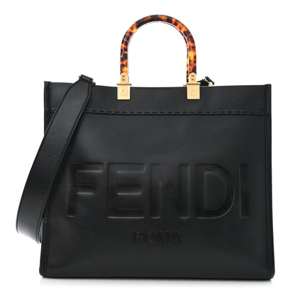 Fendi Vitello King Plexiglass Medium Fendi Sunshine Shopper Tote Black 1 of 10