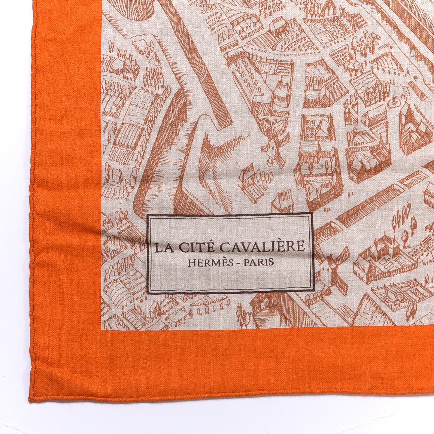 Cashmere Silk La Cite Cavaliere Shawl 140 Orange Naturel Brun