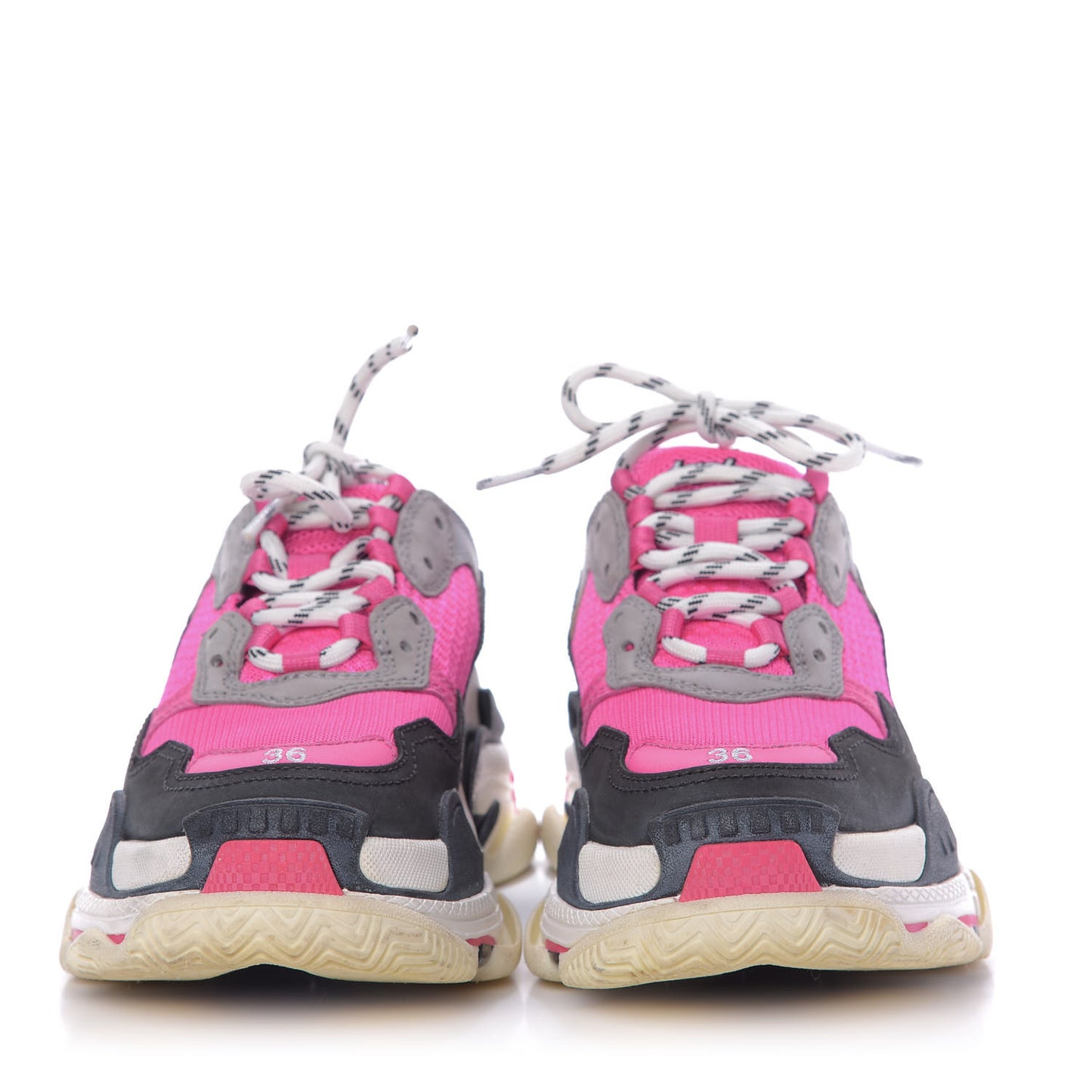 Fabric Mesh Womens Triple S Sneakers 36 Fluo Pink Grey White