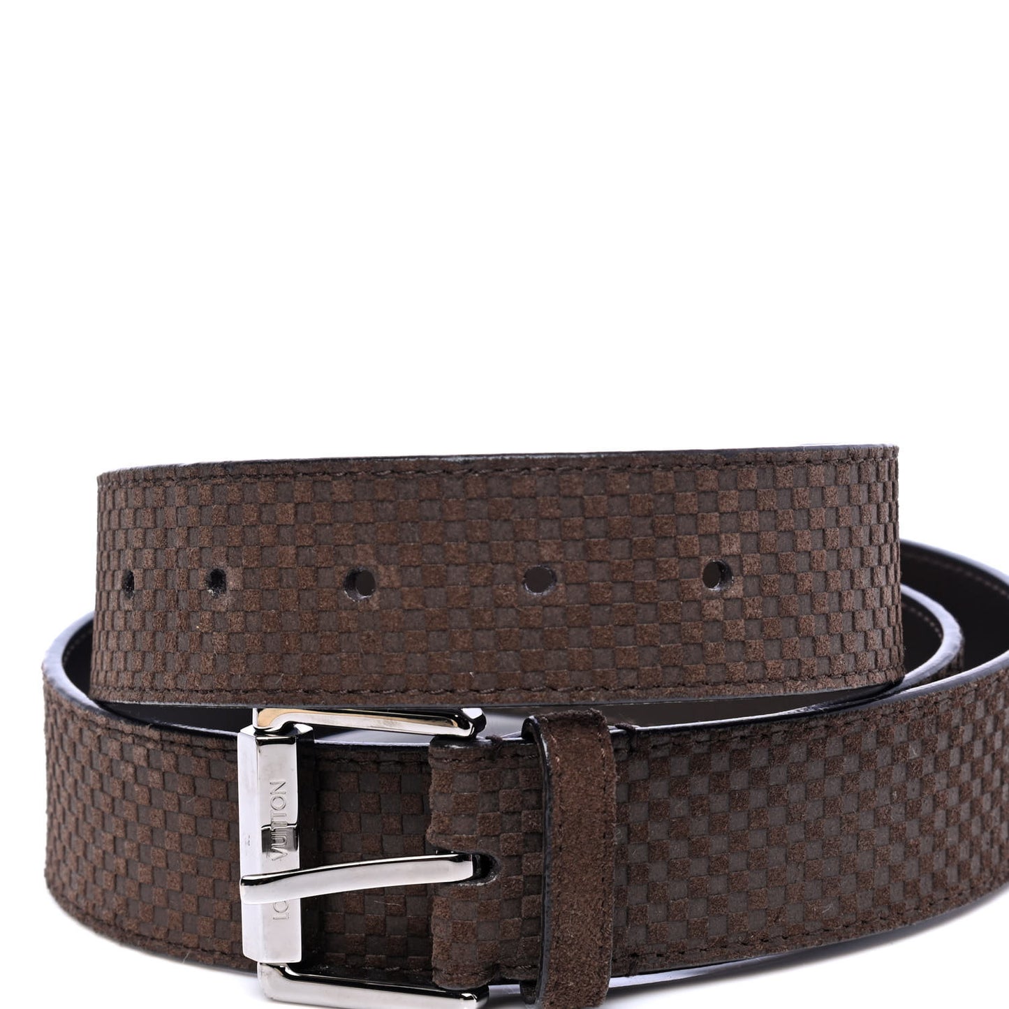 Suede Calfskin Mini Damier Belt 90 36 Moka