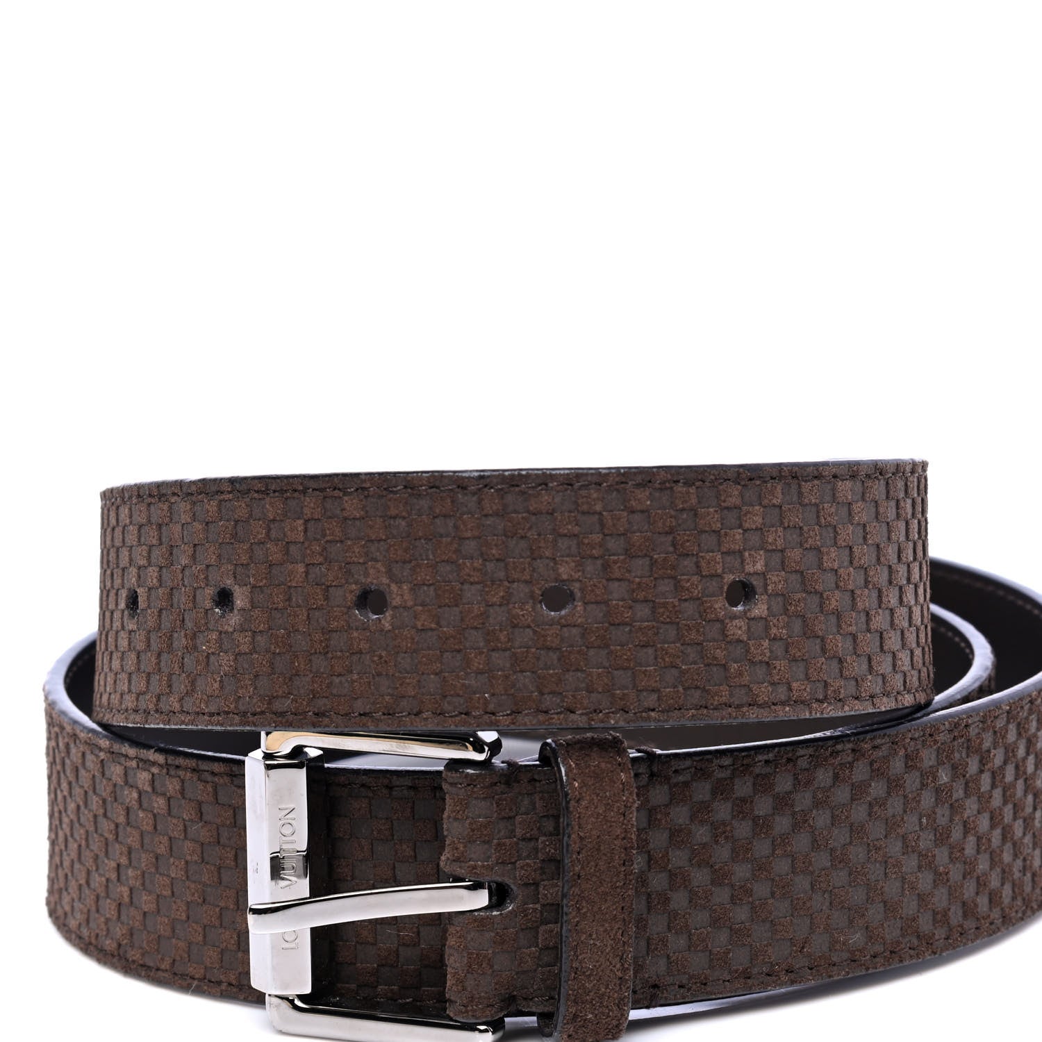 Louis Vuitton Suede Calfskin Mini Damier Belt 90 36 Moka 4 of 6