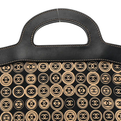 Chanel Jersey Calfskin Printed Large Frame Handle Bag Beige Black 8 of 11
