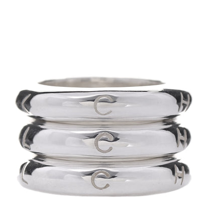 Chanel Sterling Silver Logo Set of 3 Stacking Ring 52 6 1 of 6