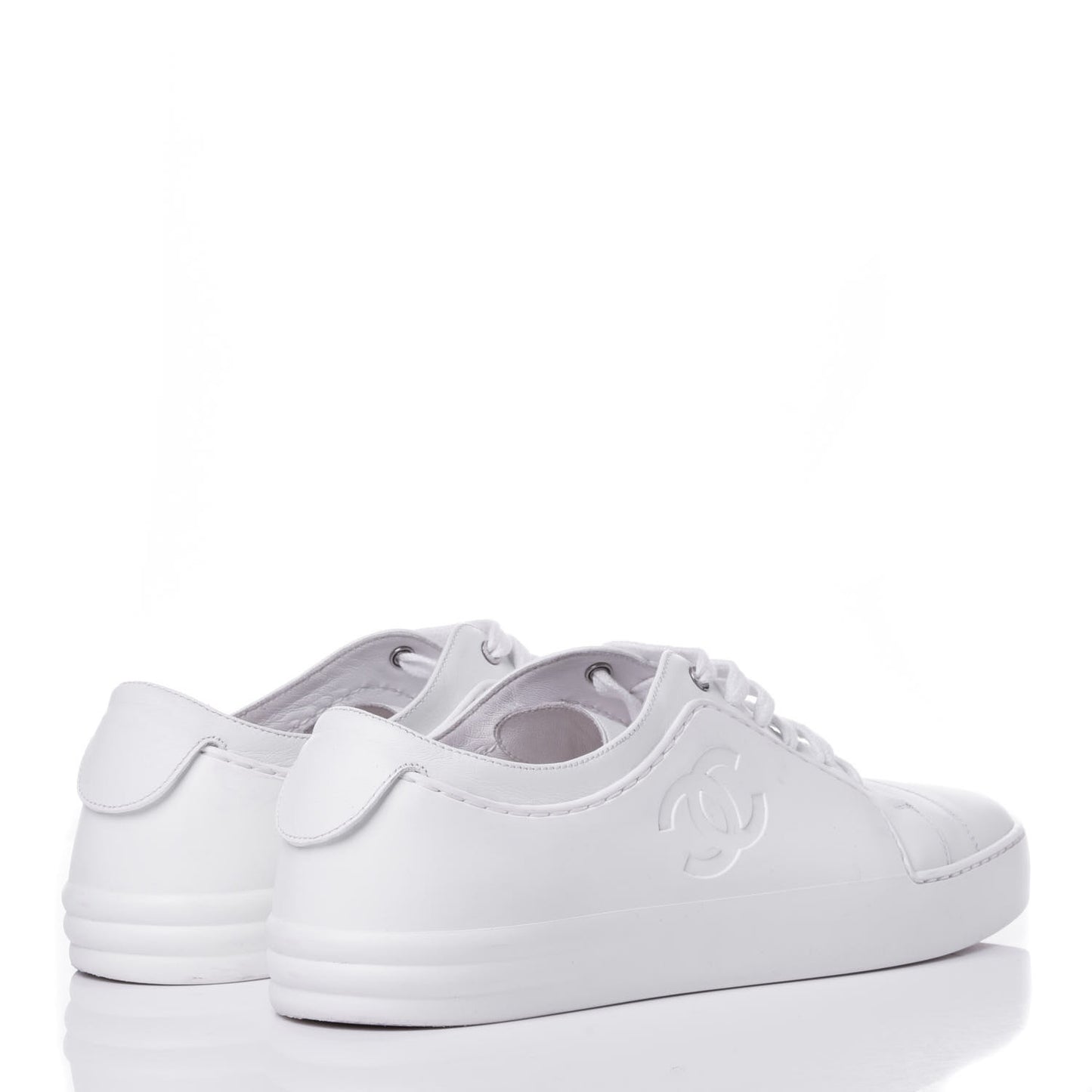 Calfskin Gum Womens CC Sneakers 39 White