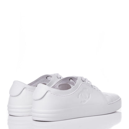 Chanel Calfskin Gum Womens CC Sneakers 39 White 4 of 11
