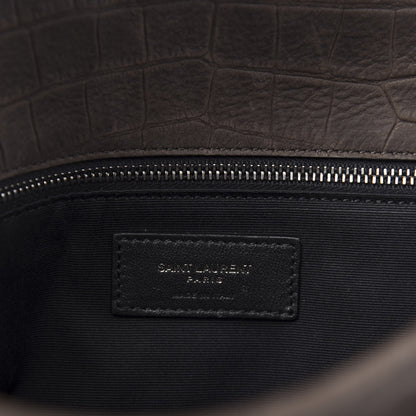 Saint Laurent Nubuck Crocodile Embossed Monogram Medium Niki Chain Satchel Wood 6 of 10