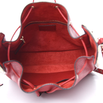 Valentino Garavani Grained Calfskin Rockstud Bucket Bag Red 5 of 10