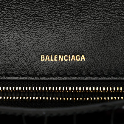 Balenciaga Shiny Calfskin Crocodile Embossed Ghost Sling Bag Black 5 of 11