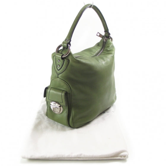 Leather Large Multipocket Hobo Green