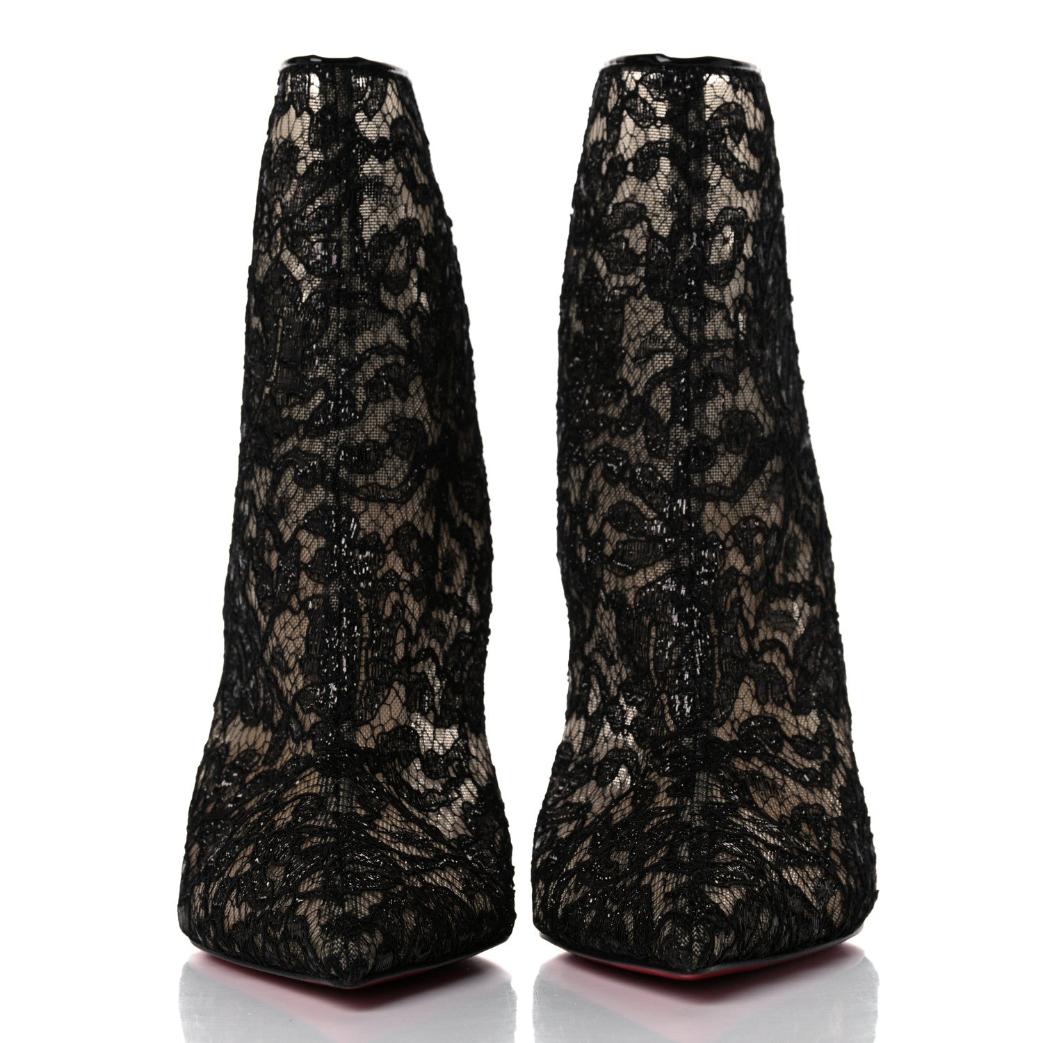 Christian Louboutin Patent Rete Lace Dentelle Psybootie 100 Ankle Boots 37.5 Black 2 of 9