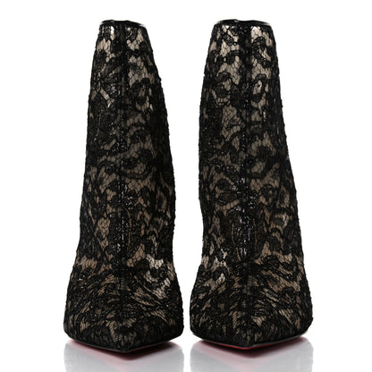 Christian Louboutin Patent Rete Lace Dentelle Psybootie 100 Ankle Boots 37.5 Black 2 of 9