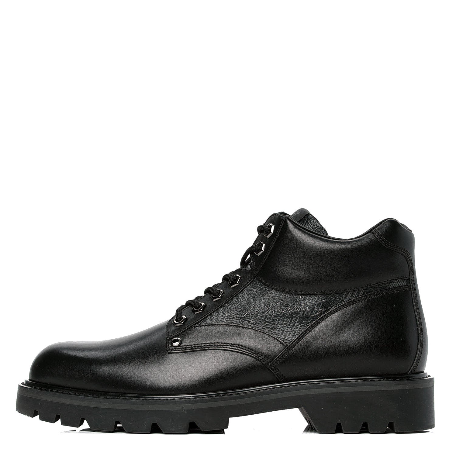 Louis Vuitton Calfskin Damier Graphite Oberkampf Ankle Boots 8 Black 1 of 4