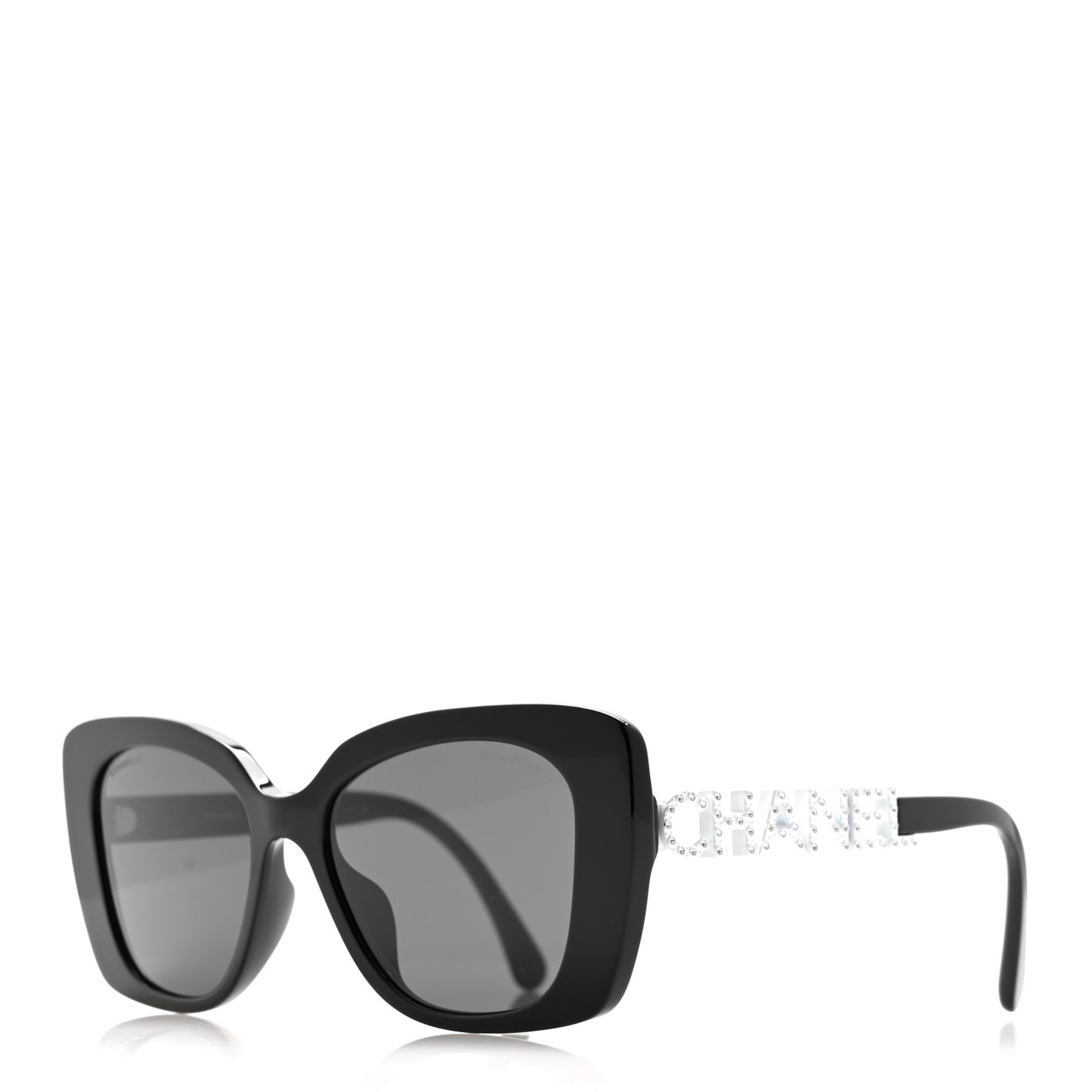 Acetate Strass Square Sunglasses 5422-B-A Black White