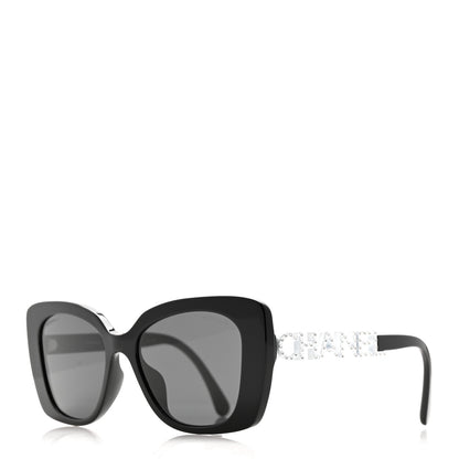 Chanel Acetate Strass Square Sunglasses 5422-B-A Black White 1 of 8