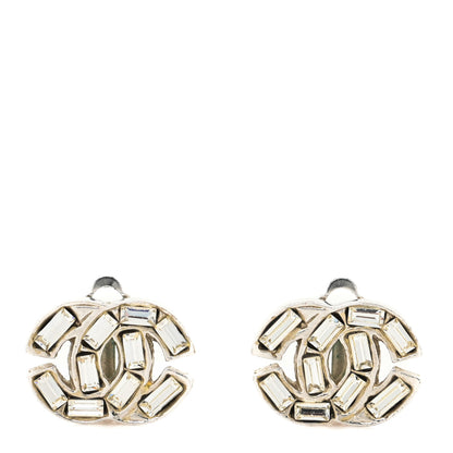 Chanel Baguette Crystal CC Clip On Earrings Silver 1 of 3