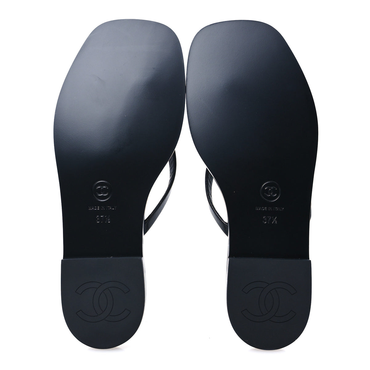 Chanel Goatskin CC Times Square Thong Sandals 37.5 Black 6 of 9