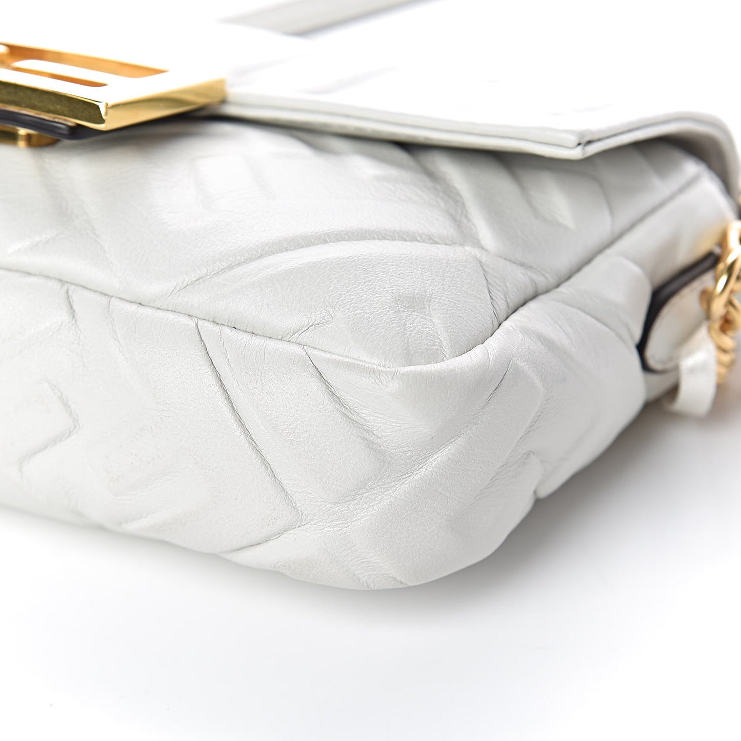 Nappa FF 1974 Embossed Mini Baguette White