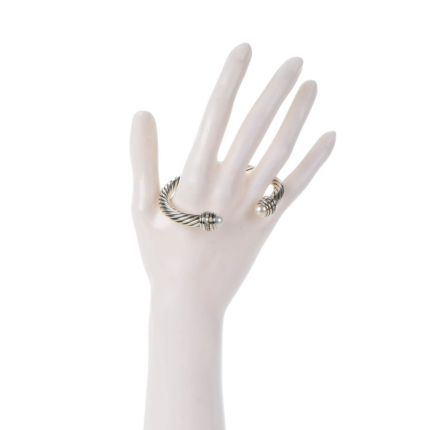 Sterling Silver Diamond Pearl 7mm Cable Classics Bracelet