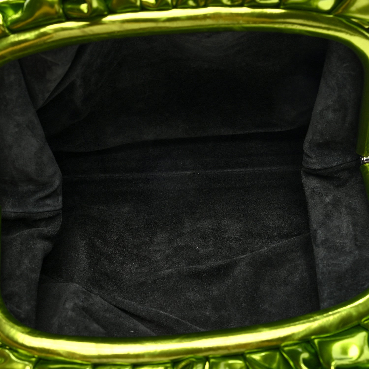 Bottega Veneta Metallic Crushed Calfskin Teen Pouch Chlorophyll 5 of 7