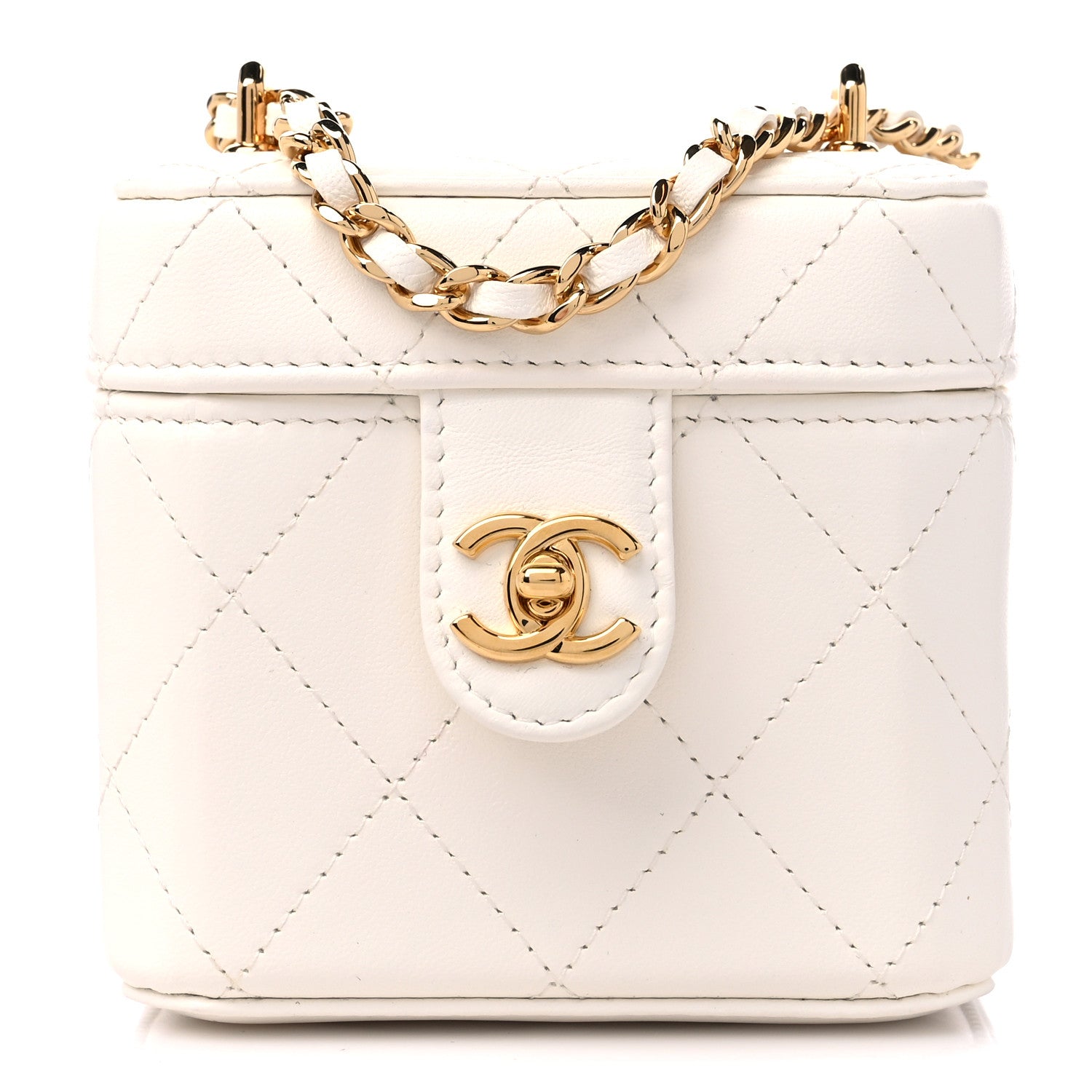 Chanel Lambskin Quilted Vanity Clutch With Chain White 1 of 12