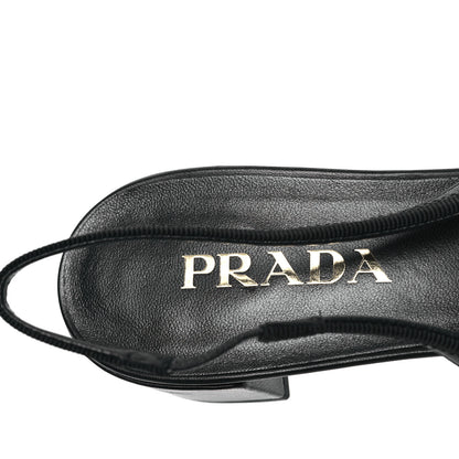 Prada Nappa Triangle Bow 45mm Slingback Pumps 39 Black 7 of 8