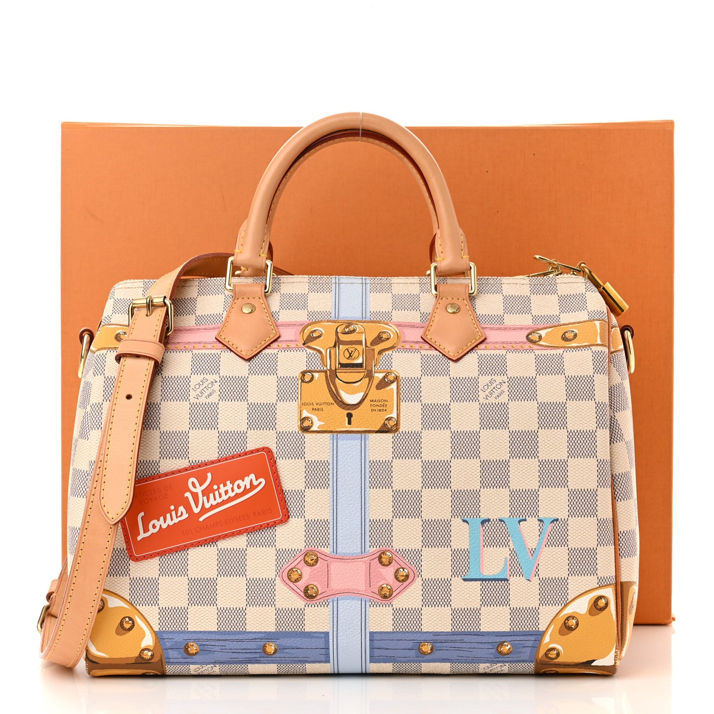 Damier Azur Summer Trunks Speedy Bandouliere 30