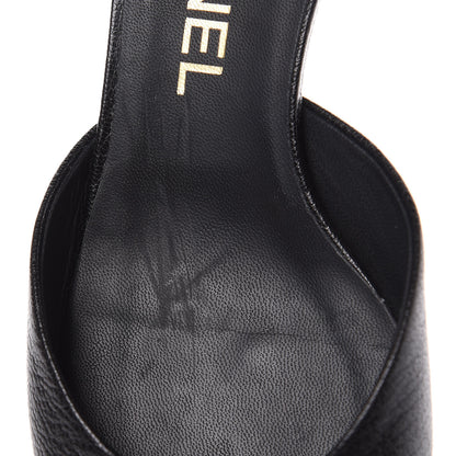 Chanel Goatskin Cap Toe CC Slingback Pumps 36 Black 9 of 10