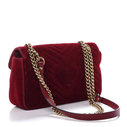 Gucci Velvet Matelasse Small GG Marmont Shoulder Bag Fuchsia Violet Cyclamen 3 of 18
