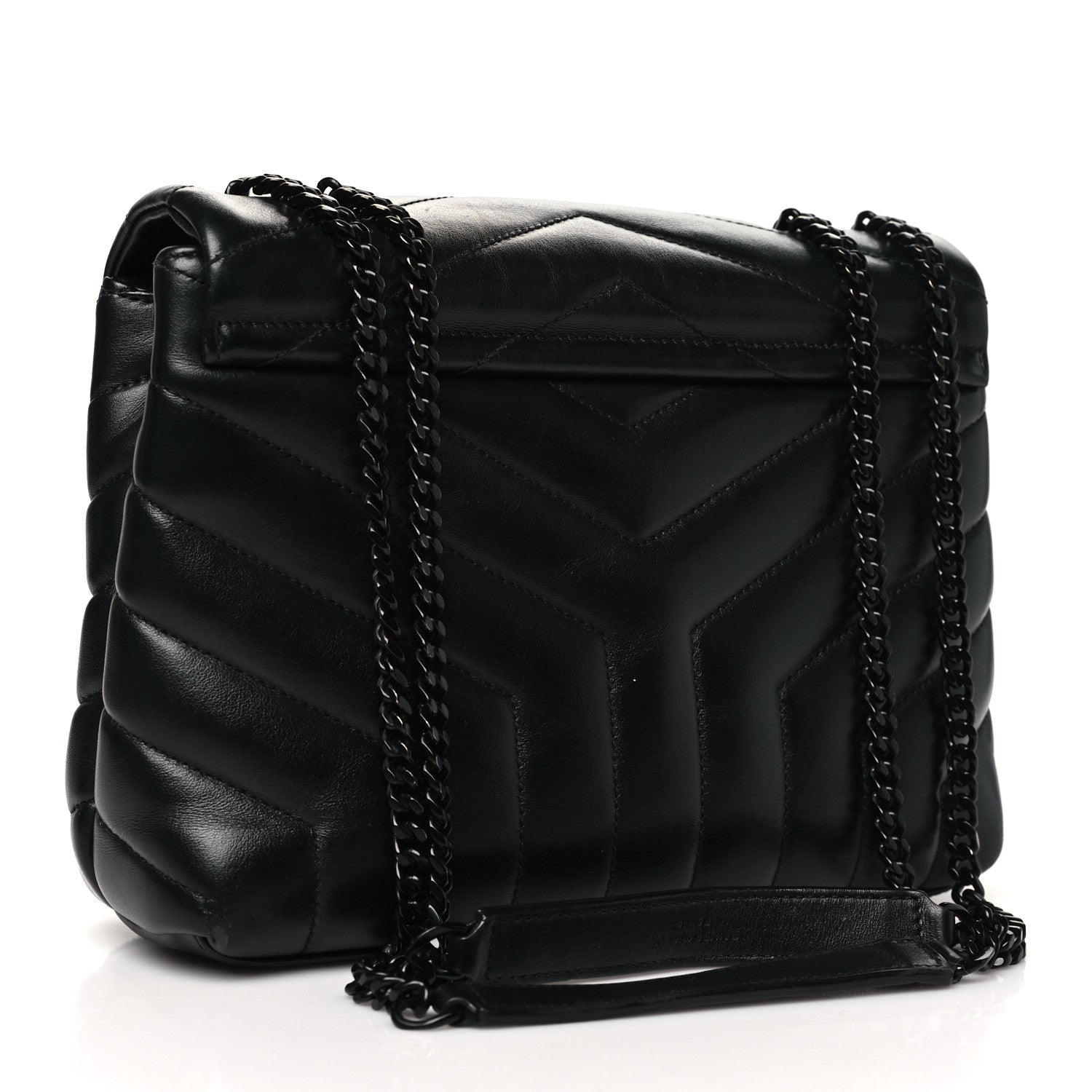Saint Laurent Calfskin Y Quilted Monogram Monochrome Small Loulou Chain Satchel Black 3 of 12