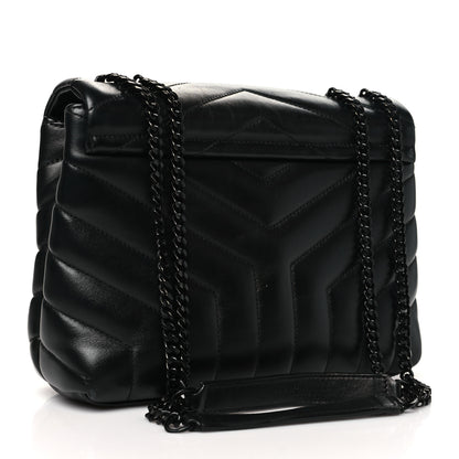 Saint Laurent Calfskin Y Quilted Monogram Monochrome Small Loulou Chain Satchel Black 3 of 12