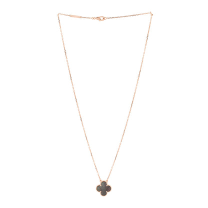 Van Cleef & Arpels 18K Rose Gold Gray Mother of Pearl Vintage Alhambra Pendant Necklace 3 of 6