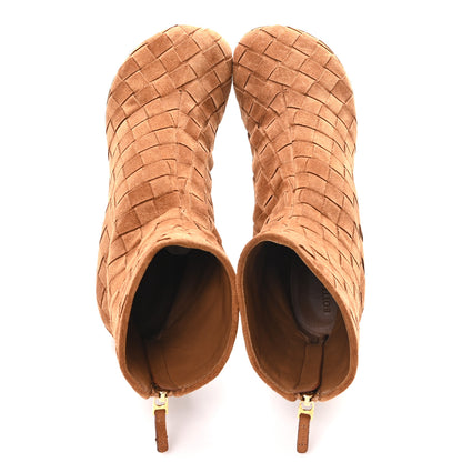Bottega Veneta Suede Intrecciato Atomic Mid Heel Ankle 40 Caramel 2 of 8