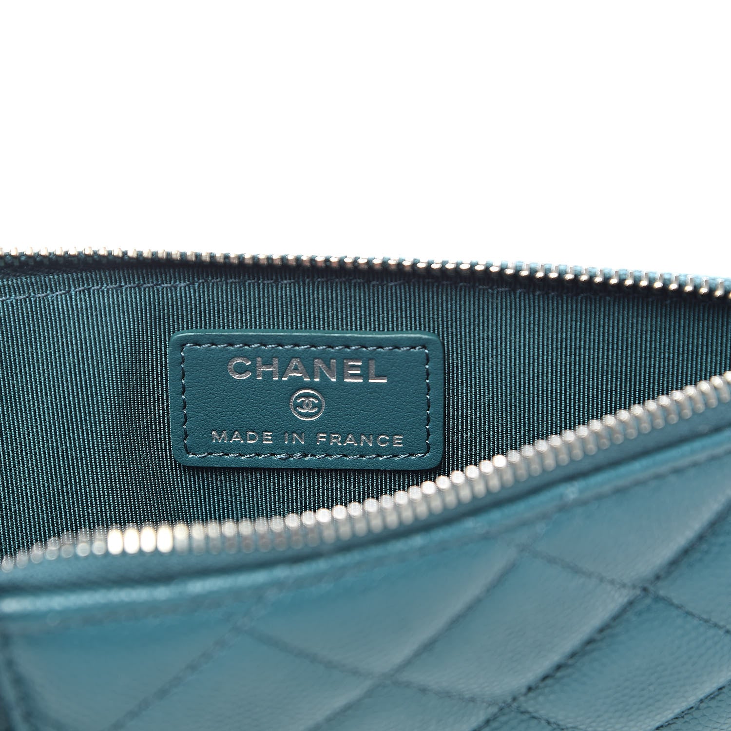 Chanel Caviar Quilted Classic Flat Wallet Pouch Dark Turquoise 6 of 8