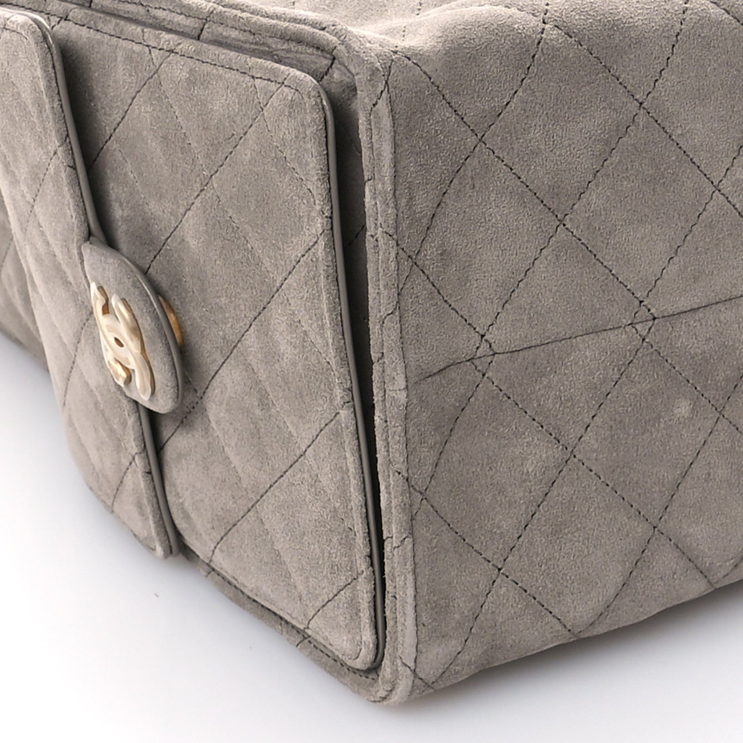 Suede Quilted Medium Chanel 25 Handbag Dark Grey